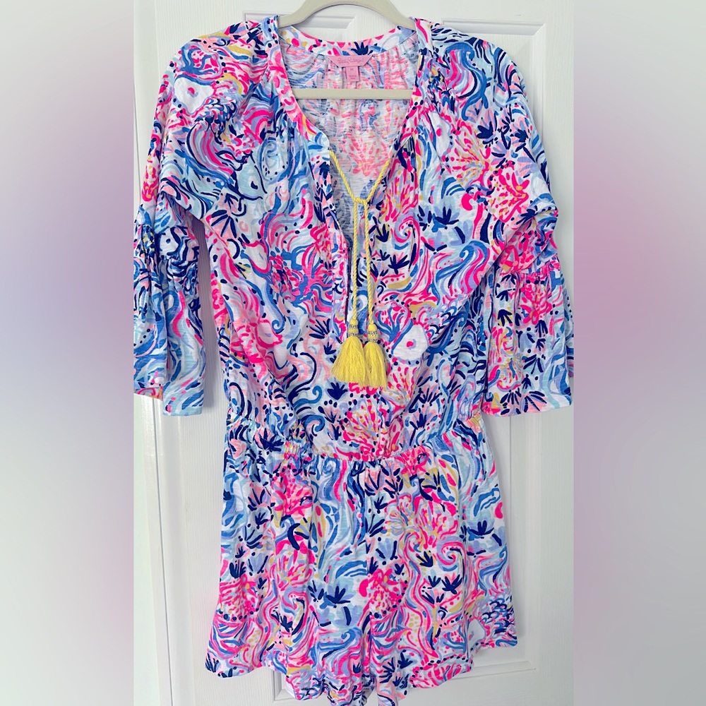 Lilly Pulitzer Pink and Blue Patterned Romper